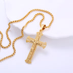 Vintage Stainless Steel Crucifix Cross Necklace