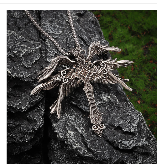Winged Cross Pendant Necklace