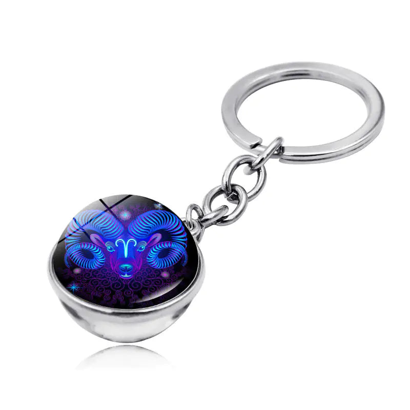 Zodiac Double-Sided Glass Keychain | Accessory