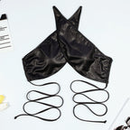 Women's Solid Color Leather Bikini Swimsuit with Straps