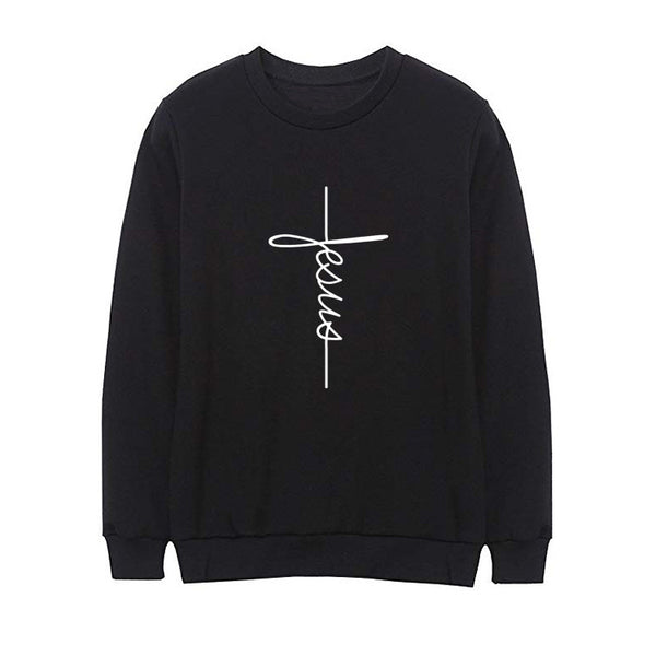 Jesus Letter Graphic Pullover Hoodie