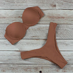 Leopard Bandeau Push-Up Bikini Set