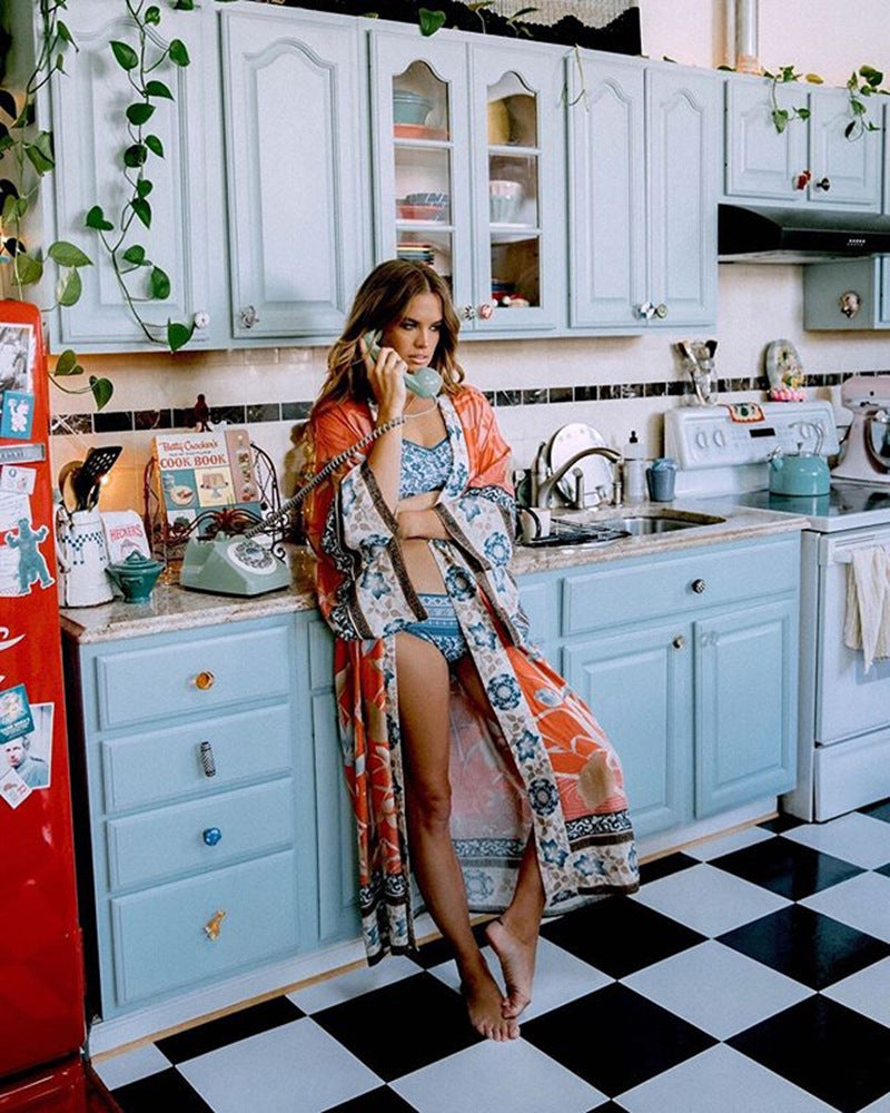 Floral Kimono Beach Cover-Up for Women