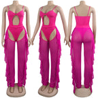 Cutout Swimsuit with Sheer Mesh Beach Pants