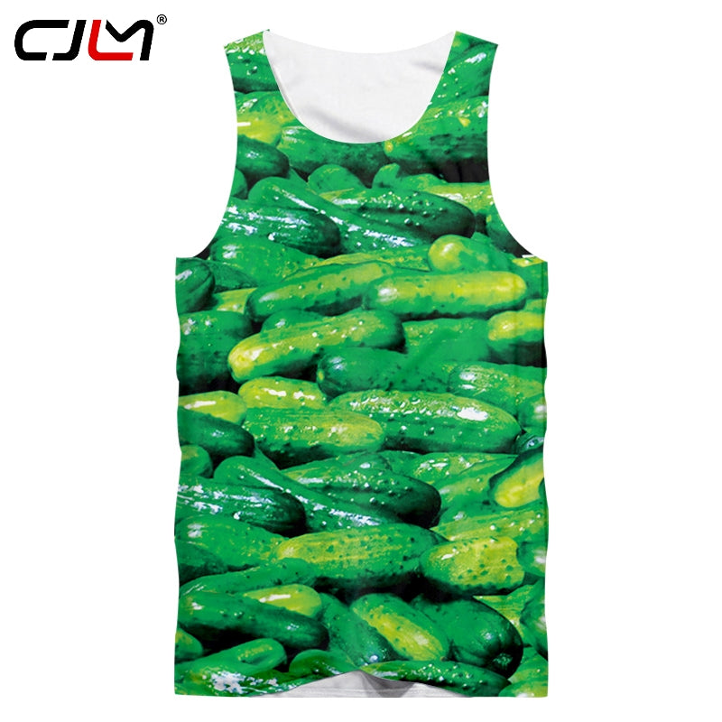 CJLM Summer 3D Printed Sleeveless Cucumber Tank Top