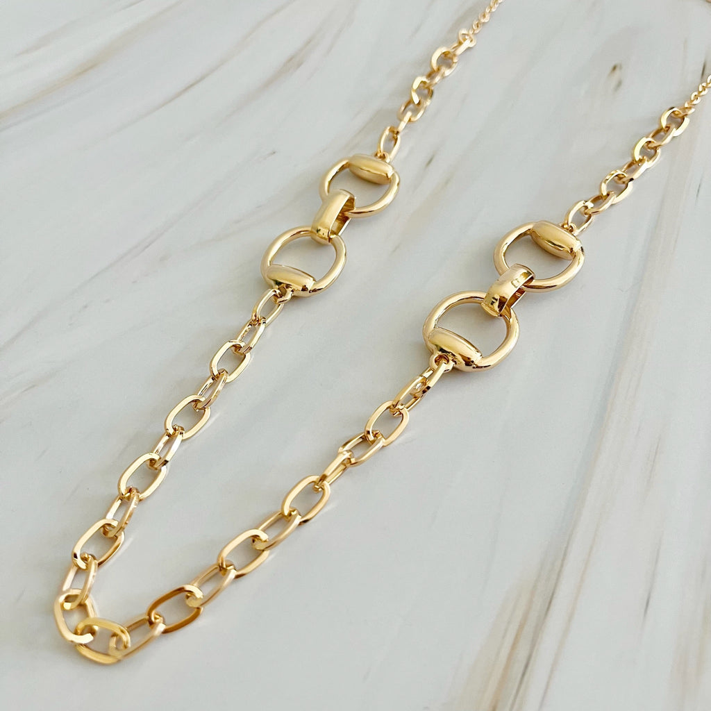 Double Equestrian Horsebit Chain Necklace