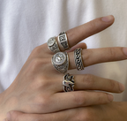 Retro Embossed Vintage Ring Set