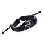 Woven Bracelet with Cat Pattern - Minimalist Leather Band