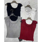 Square Neck Tube Top Short T-Shirt for Women