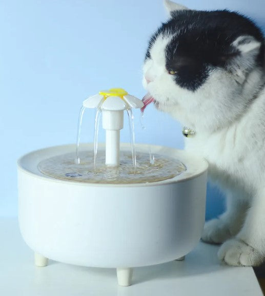 Automatic Pet Water Fountain 1200ml USB Electric Quiet Cat Dog Drinking Bowl with Filter and Flower Fountainhead for Fresh Circulating Water