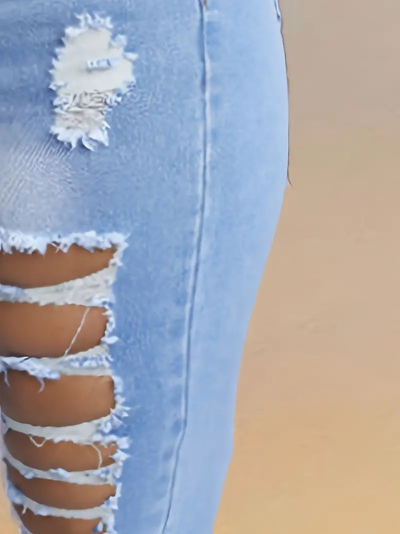 High-Waisted Distressed Denim Shorts for Women