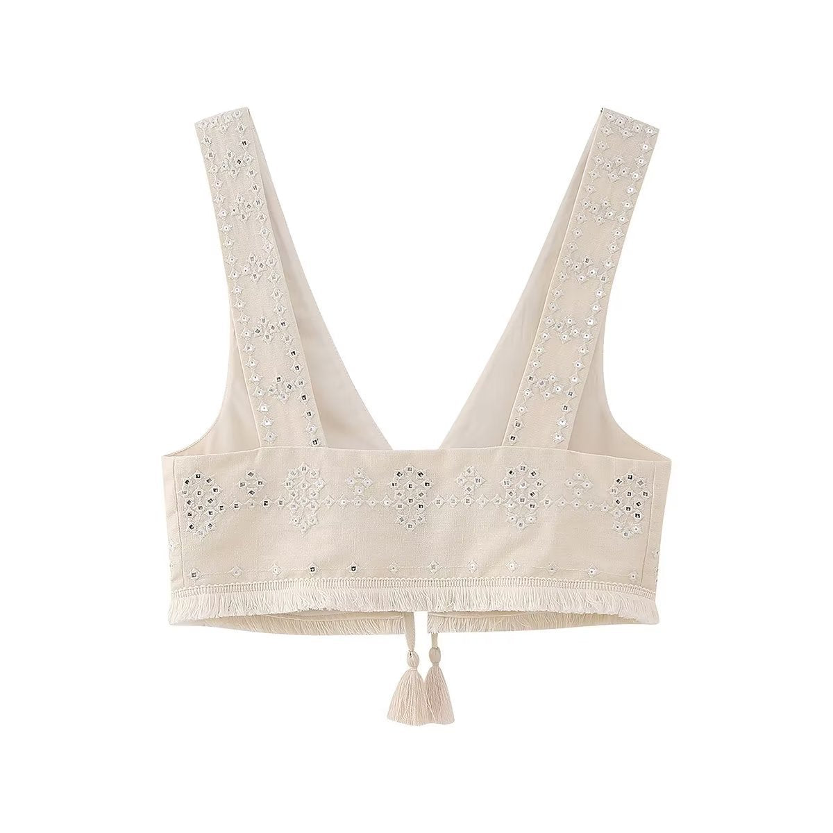 Summer Women's V-Neck Embroidered Lace Tank Top
