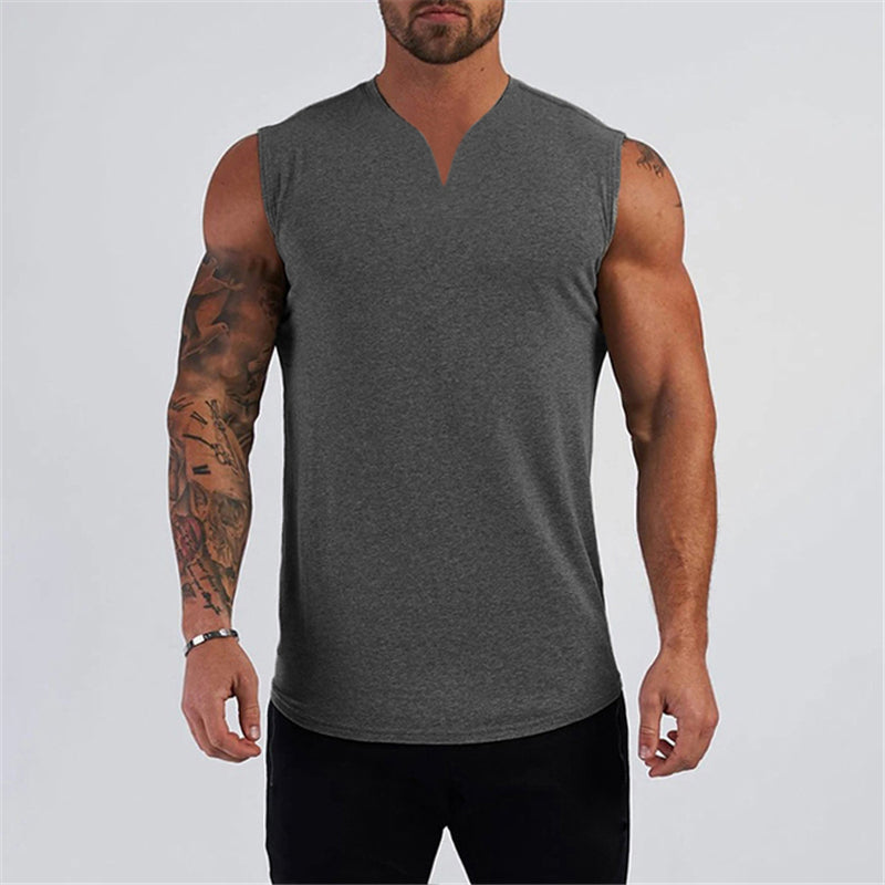 Smooth Solid Summer V-Neck Sports Tank Top