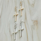 Pearl Cross Dangle Earrings | Christian Jewelry