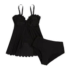 Plus Size Black Babydoll Swim Top and Bottom Set