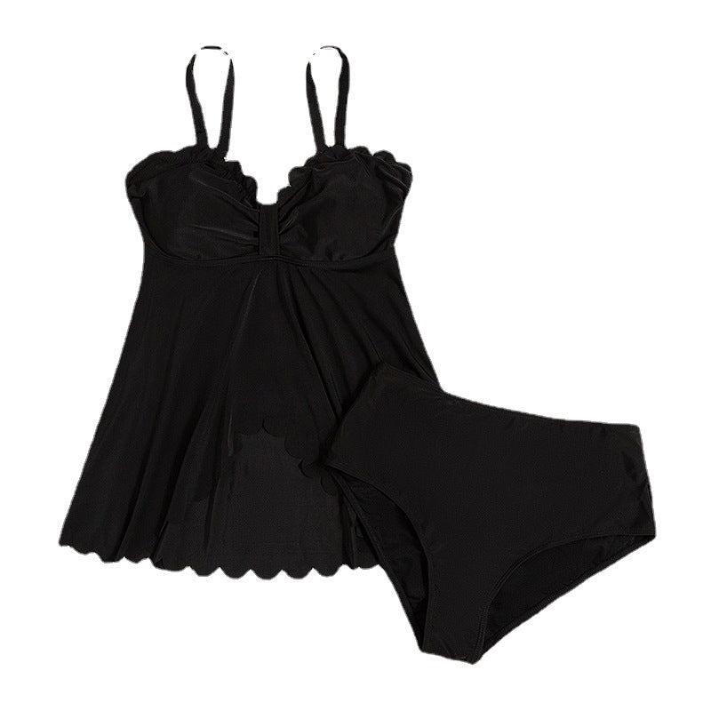 Plus Size Black Babydoll Swim Top and Bottom Set