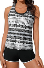 Printed Racerback Tankini Swim Set