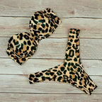 Leopard Bandeau Push-Up Bikini Set