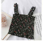 Spring Floral Ruffled Crop Top for Women