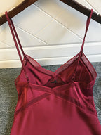 Lace-Trim Satin Chemise Nightgown