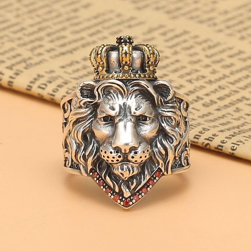 Vintage Lion King Cross Ring for Men