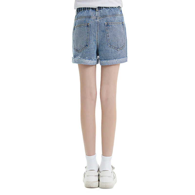 2024 Spring/Summer Girls' Distressed Denim Shorts