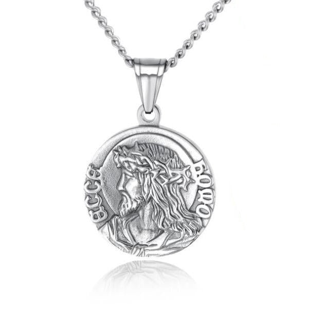 Titanium Steel Jesus Ecce Homo Pendant Necklace