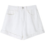 Women's High Waist Denim Shorts with Unique Design