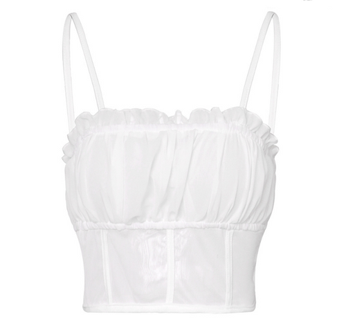 2020 Women's Mesh Camisole with Ruffle Trim Top