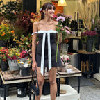Summer Lace Tube Top Dress with Self-tie Bow