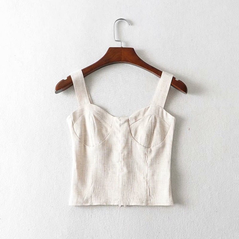 Linen Sweetheart Bustier Crop Top