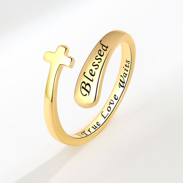 Cross Letter Simple English Women's Ring