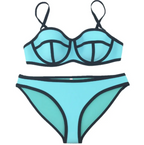 Colorblock Neoprene Bikini Set