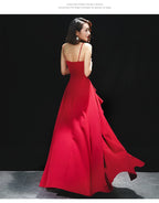 Red Long Sexy Evening Dress with Spaghetti Straps