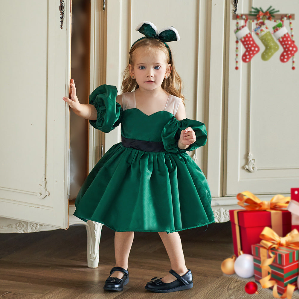 Party Festival Costumes Girls Puff Sleeve Baptism Dress