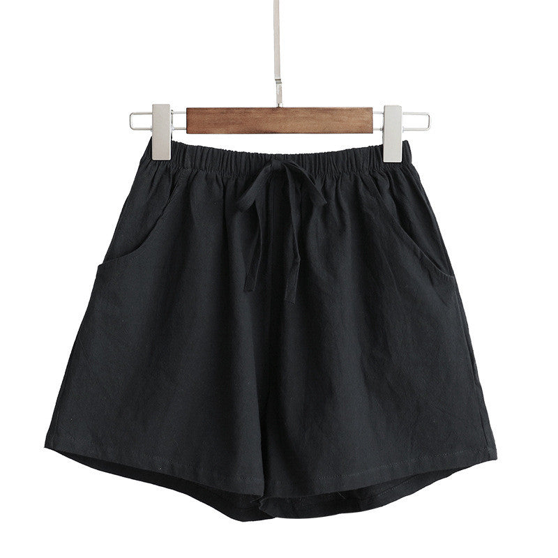Women's Loose Cotton Linen Summer Shorts with Elastic Waist