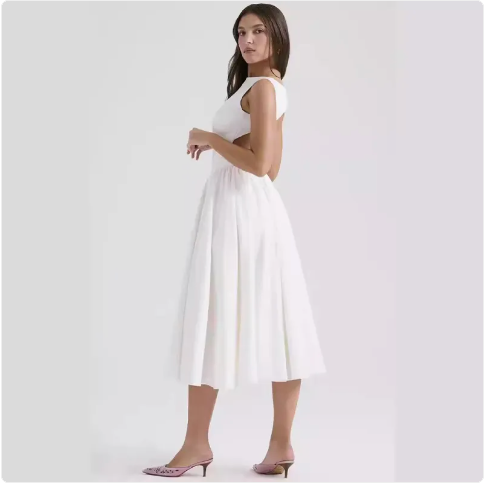 Summer Backless Spaghetti Strap Retro Dress