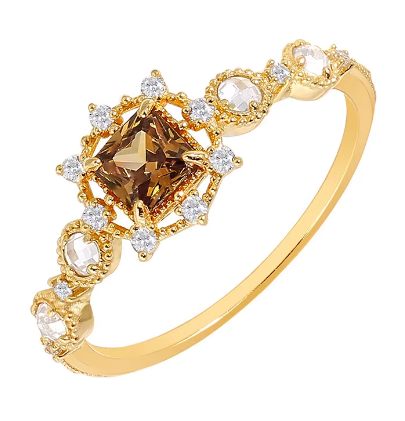 Gold Plated Garnet Halo Ring