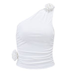 Spring 2023 Sexy Off-Shoulder Ruched Tank Top