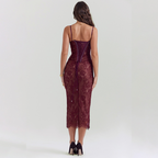 Strapless Cutout Corset Top and Pleated Maxi Skirt Set