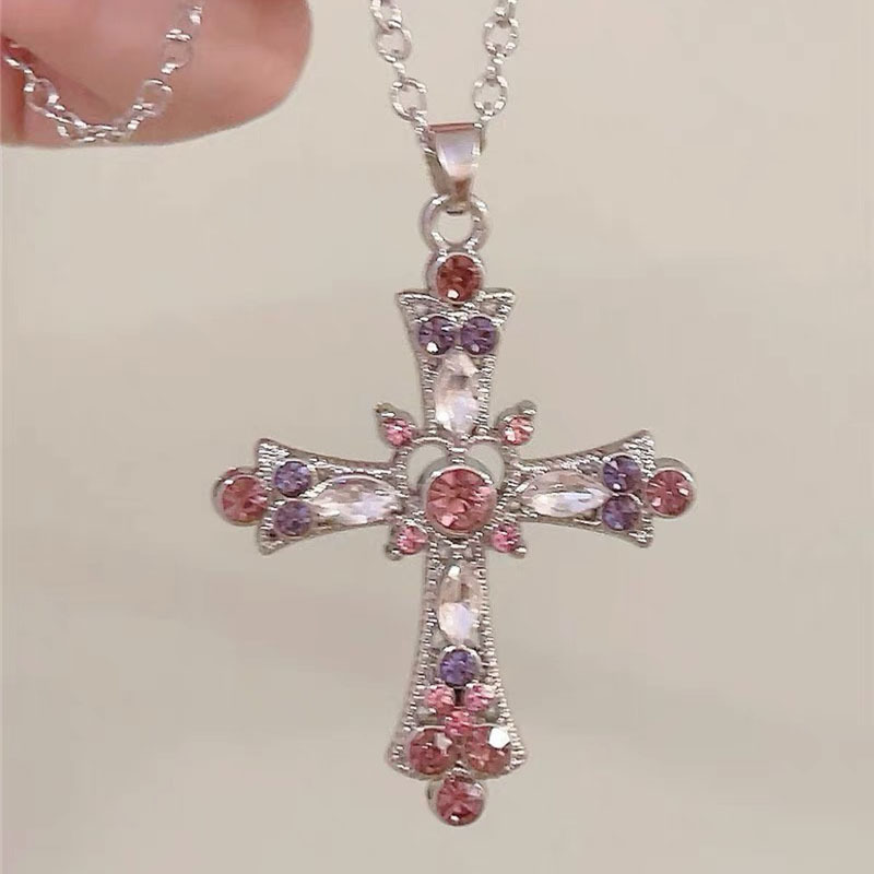 Colorful Crystal Cross Necklace