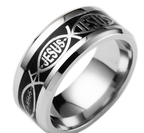 Jesus Fish Ichthys Ring - Stainless Steel Christian Band
