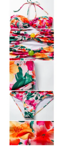 Floral Ruffle One-Piece Swimsuit and Maxi Skirt Set