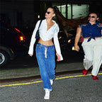 Fashionable Women's Button-Up Cropped Top with V-Neck