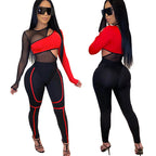 Women's Mesh Crop Top and Leggings Set