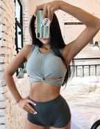 Knot Ribbed Bra Crop Top Yoga Sports Bra