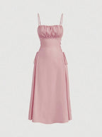 Women's Spaghetti Strap Side-Tie Midi Dress