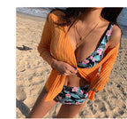 Women's Tropical Floral Triangle Bikini Set
