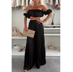 Women’s Satin Tube Top and Wide Leg Pants Set