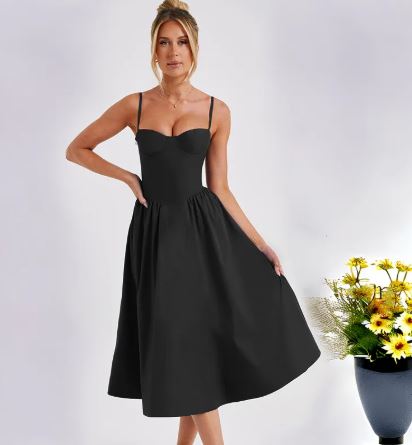 Sexy Bustier Spaghetti Straps Long Dress